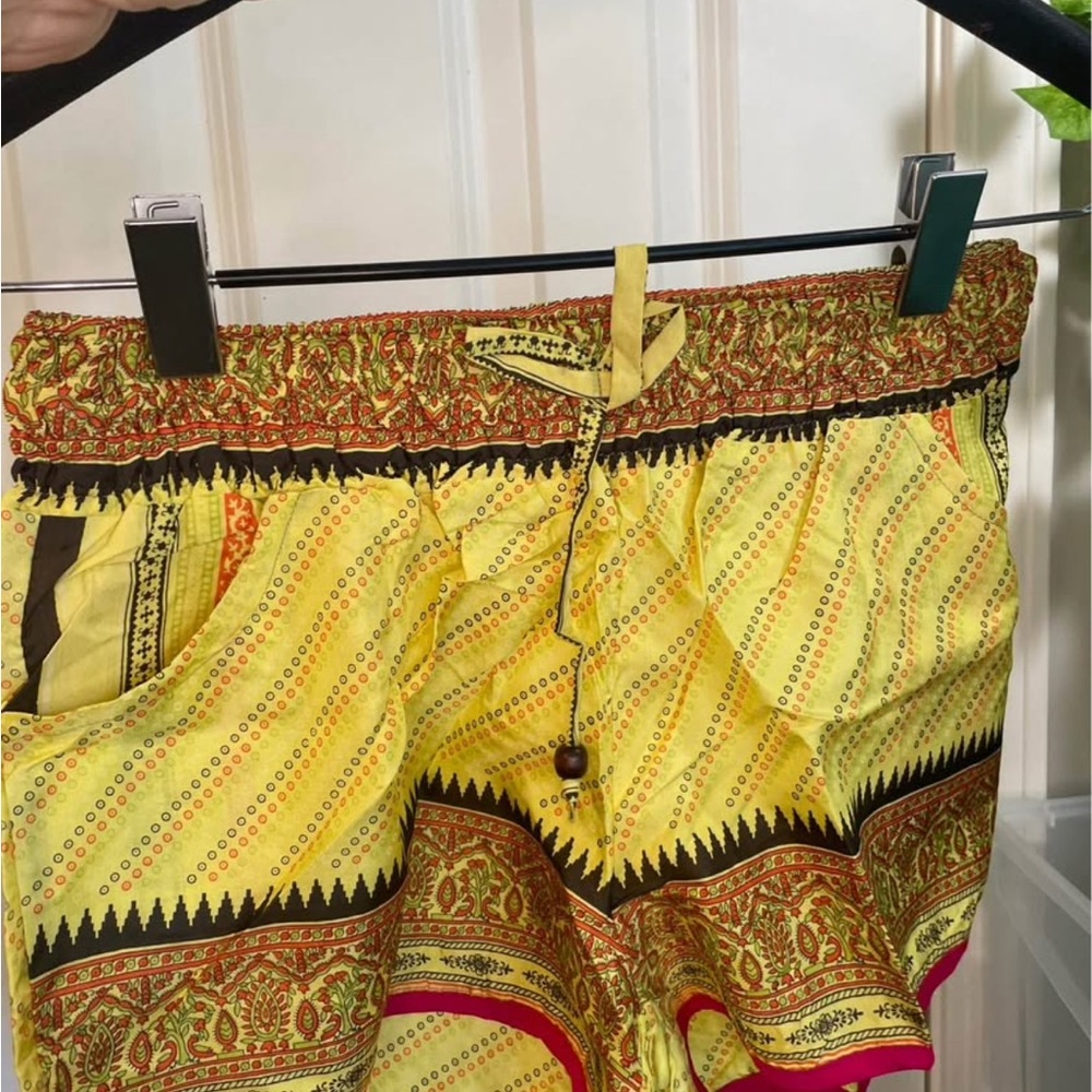 Vibrant Yellow Patterned Shorts